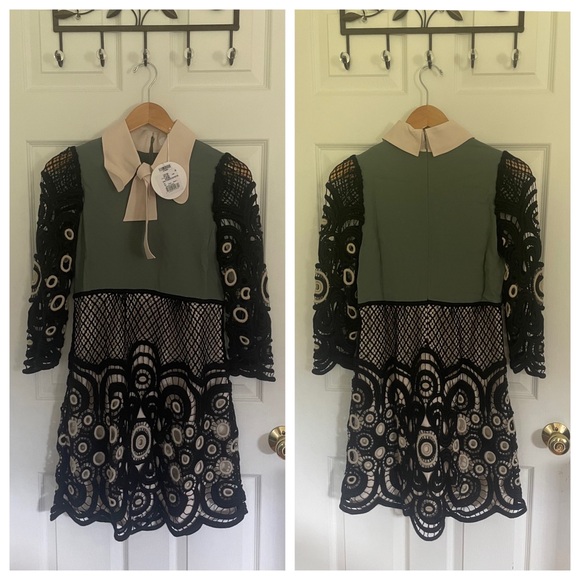 Lace French Color-Block Dress